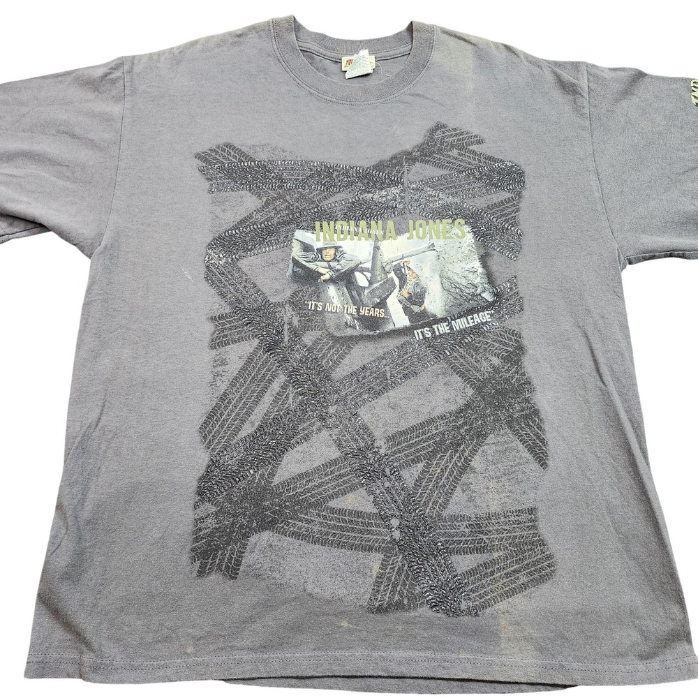 Indiana Jones Shirt Mens XL Gray It's Not The Years Mileage Graphic Tee Movie
